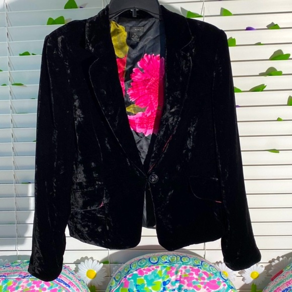 WD.NY Black Velvet Blazer with Floral Lining